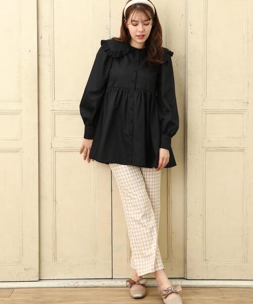 Allamanda（アラマンダ）の「ビックカラーレースチュニックブラウス（シャツ/ブラウス・レディース・ブラック/オフホワイト/ピンクベージュ・M）」の8枚目の写真