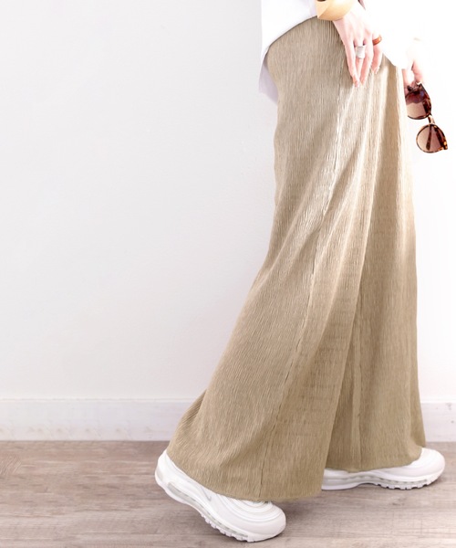 classicalelf(クラシカルエルフ)の「さらり。クリンクルプリーツパンツ(その他パンツ・レディース・ブラック/グレー系その他/グレイッシュベージュ・MEDIUM/LARGE/X-LARGE)」の7枚目の写真