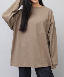 USAコットン 袖リブ ポケット付き スーパービッグシルエット ロングスリーブ Tシャツ