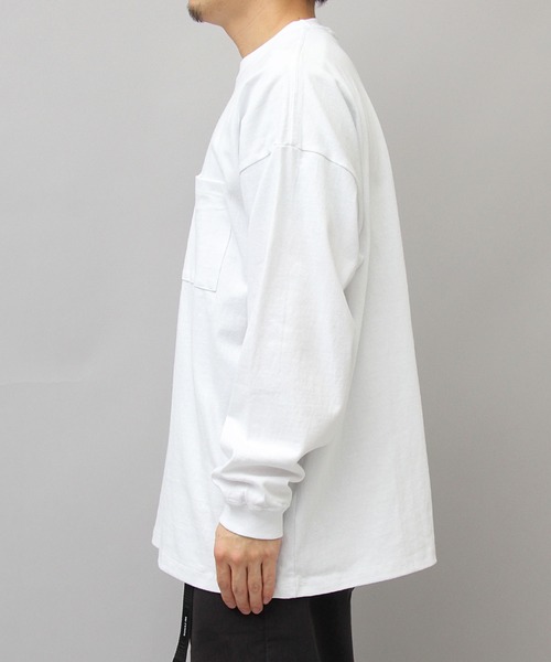 Goodwear（グッドウェア）の「USAコットン 袖リブ ポケット付き スーパービッグシルエット ロングスリーブ Tシャツ（Tシャツ/カットソー・メンズ・ホワイト/ベージュ/ブラウン・S/M/L）」の22枚目の写真