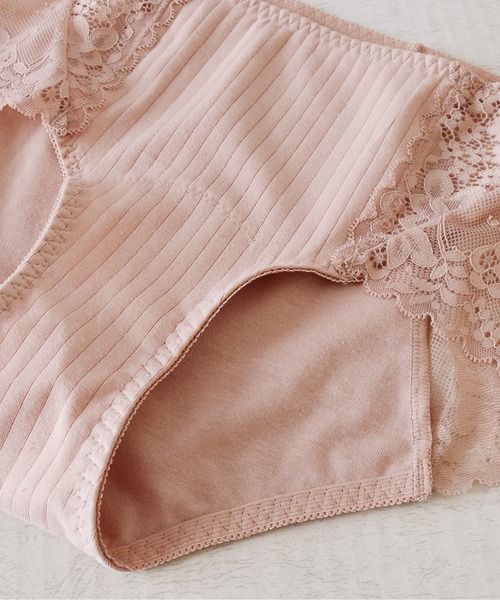 Lace Ladies(レースレディース)の「コットンリブ サイドレース サニタリーショーツ(ショーツ・レディース・ピンク/ブラック/グレー/グリーン/ベージュ・L/XL/M)」の13枚目の写真
