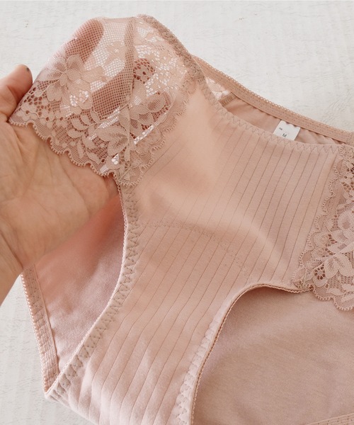 Lace Ladies(レースレディース)の「コットンリブ サイドレース サニタリーショーツ(ショーツ・レディース・ピンク/ブラック/グレー/グリーン/ベージュ・L/XL/M)」の14枚目の写真