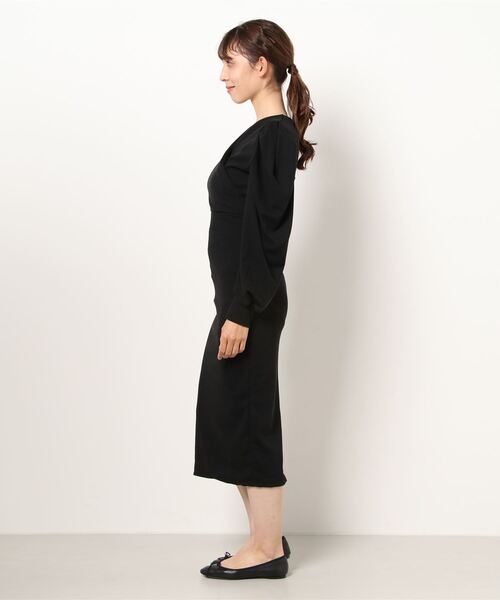 Roomy's（ルーミーズ）の「カシュクールパフスリーブタイトワンピース（ワンピース・レディース・ベージュ/ブラック/モカ・FREE）」の5枚目の写真