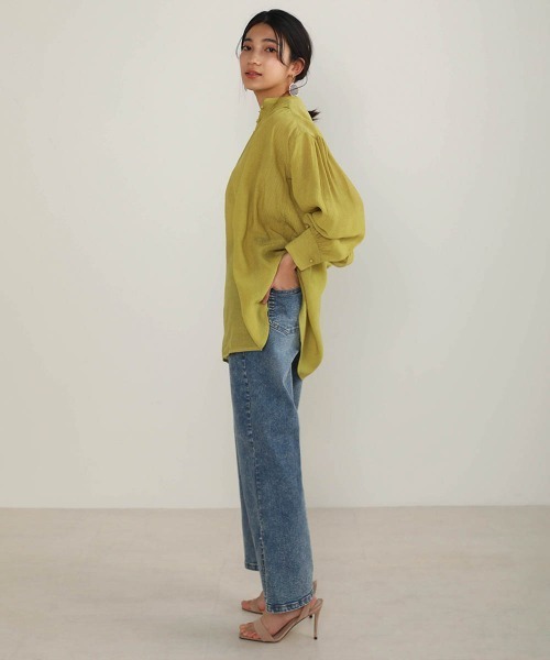 Bou Jeloud(ブージュルード)の「シフォン楊柳バンドカラーブラウス(シャツ/ブラウス・レディース・ホワイト/ミント/マスタード・FREE)」の17枚目の写真