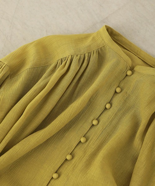 Bou Jeloud(ブージュルード)の「シフォン楊柳バンドカラーブラウス(シャツ/ブラウス・レディース・ホワイト/ミント/マスタード・FREE)」の13枚目の写真