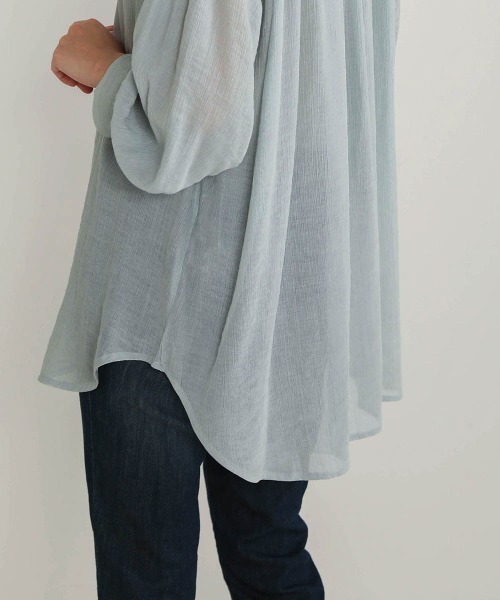 Bou Jeloud(ブージュルード)の「シフォン楊柳バンドカラーブラウス(シャツ/ブラウス・レディース・ホワイト/ミント/マスタード・FREE)」の6枚目の写真