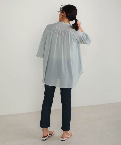 Bou Jeloud(ブージュルード)の「シフォン楊柳バンドカラーブラウス(シャツ/ブラウス・レディース・ホワイト/ミント/マスタード・FREE)」の10枚目の写真