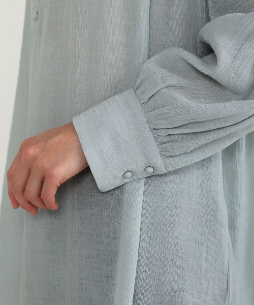 Bou Jeloud(ブージュルード)の「シフォン楊柳バンドカラーブラウス(シャツ/ブラウス・レディース・ホワイト/ミント/マスタード・FREE)」の7枚目の写真