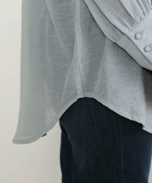 Bou Jeloud(ブージュルード)の「シフォン楊柳バンドカラーブラウス(シャツ/ブラウス・レディース・ホワイト/ミント/マスタード・FREE)」の11枚目の写真