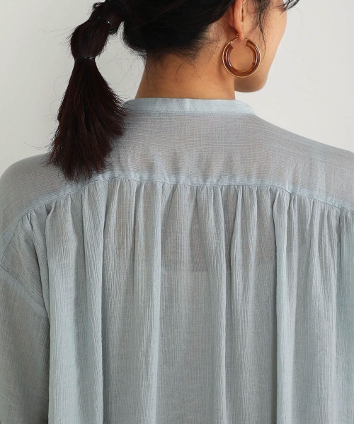 Bou Jeloud(ブージュルード)の「シフォン楊柳バンドカラーブラウス(シャツ/ブラウス・レディース・ホワイト/ミント/マスタード・FREE)」の15枚目の写真