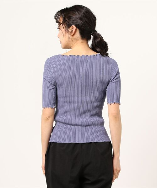 ASTORIA ODIER（アストリアオディール）の「メロウ配色リブプルオーバー（ニット/セーター・レディース・ホワイト/チャコールグレー/ブルー/グレイッシュベージュ/ラベンダー・MEDIUM/SMALL）」の6枚目の写真