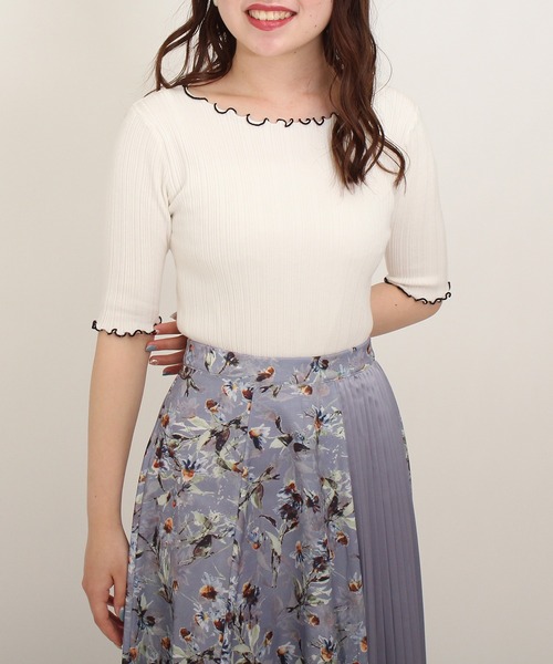 ASTORIA ODIER（アストリアオディール）の「メロウ配色リブプルオーバー（ニット/セーター・レディース・ホワイト/チャコールグレー/ブルー/グレイッシュベージュ/ラベンダー・MEDIUM/SMALL）」の3枚目の写真