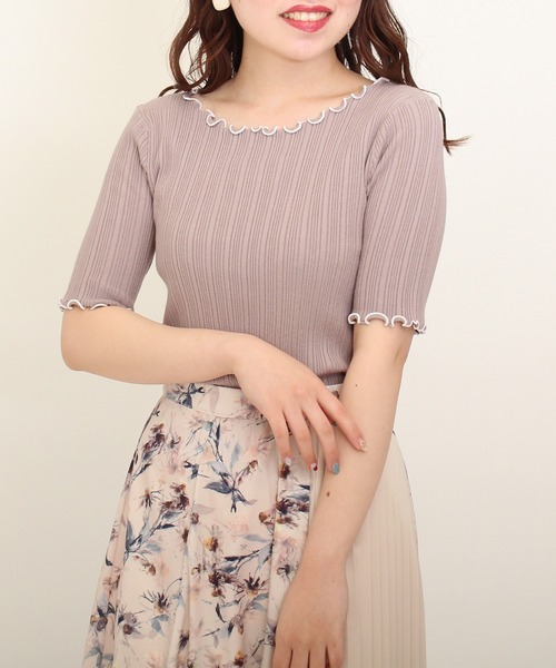 ASTORIA ODIER（アストリアオディール）の「メロウ配色リブプルオーバー（ニット/セーター・レディース・ホワイト/チャコールグレー/ブルー/グレイッシュベージュ/ラベンダー・MEDIUM/SMALL）」の4枚目の写真