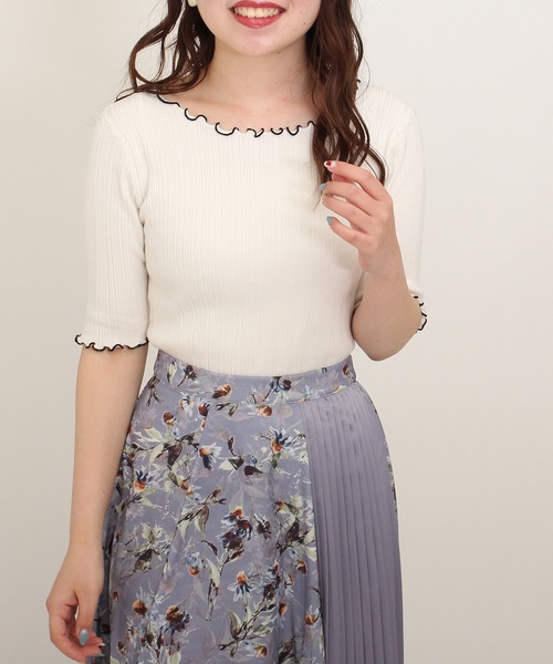 ASTORIA ODIER（アストリアオディール）の「メロウ配色リブプルオーバー（ニット/セーター・レディース・ホワイト/チャコールグレー/ブルー/グレイッシュベージュ/ラベンダー・MEDIUM/SMALL）」の15枚目の写真