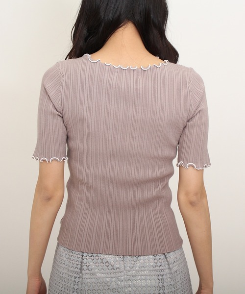 ASTORIA ODIER（アストリアオディール）の「メロウ配色リブプルオーバー（ニット/セーター・レディース・ホワイト/チャコールグレー/ブルー/グレイッシュベージュ/ラベンダー・MEDIUM/SMALL）」の10枚目の写真