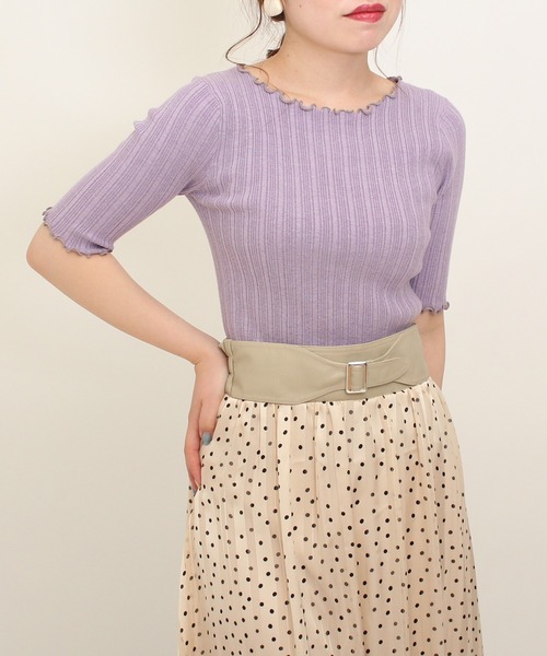 ASTORIA ODIER（アストリアオディール）の「メロウ配色リブプルオーバー（ニット/セーター・レディース・ホワイト/チャコールグレー/ブルー/グレイッシュベージュ/ラベンダー・MEDIUM/SMALL）」の21枚目の写真