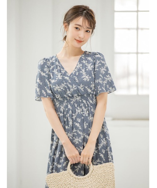 フランシュリッペ　カシュクールワンピースFL5 未使用タグ付き バックシャンカシュクールシックフラワーワンピース（ワンピース