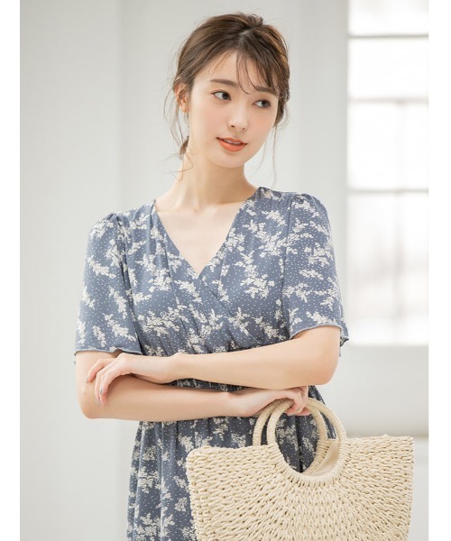 バックシャンカシュクールシックフラワーワンピース（ワンピース