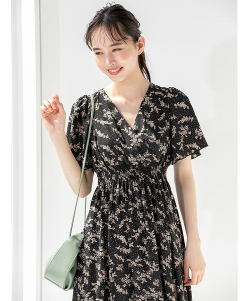 OUR カシュクールワンピース　ブラック ウォッシャブルウールカシュクールワンピース（ブラック）を