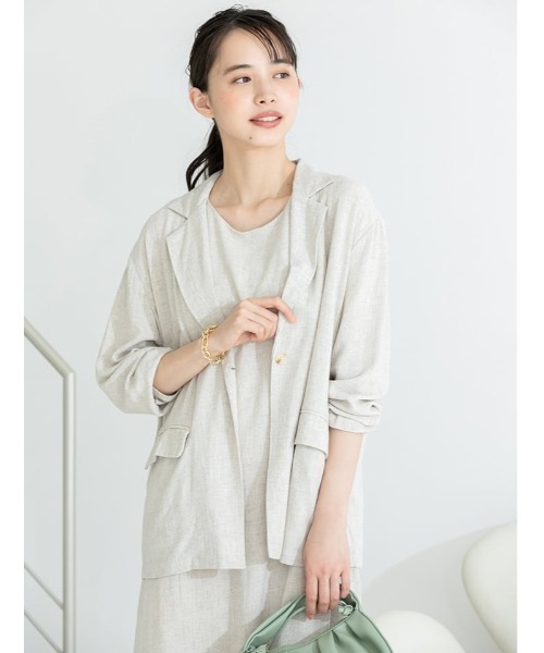 fifth(フィフス)の「リネン混ルーズジャケット(テーラードジャケット・レディース・アイボリー/ピンクベージュ・MEDIUM)」の12枚目の写真