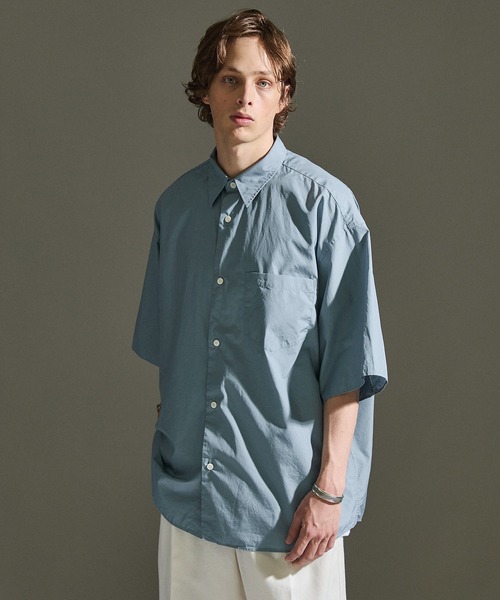 PUBLIC TOKYO（パブリックトウキョウ）の「フィンクスコットンハーフスリーブオーバーシャツ（シャツ/ブラウス・メンズ・ミント/ブルー・1/2）」の2枚目の写真