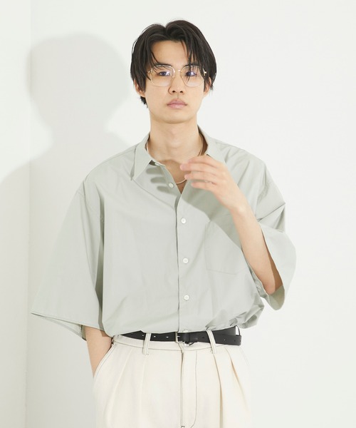 PUBLIC TOKYO（パブリックトウキョウ）の「フィンクスコットンハーフスリーブオーバーシャツ（シャツ/ブラウス・メンズ・ミント/ブルー・1/2）」の8枚目の写真