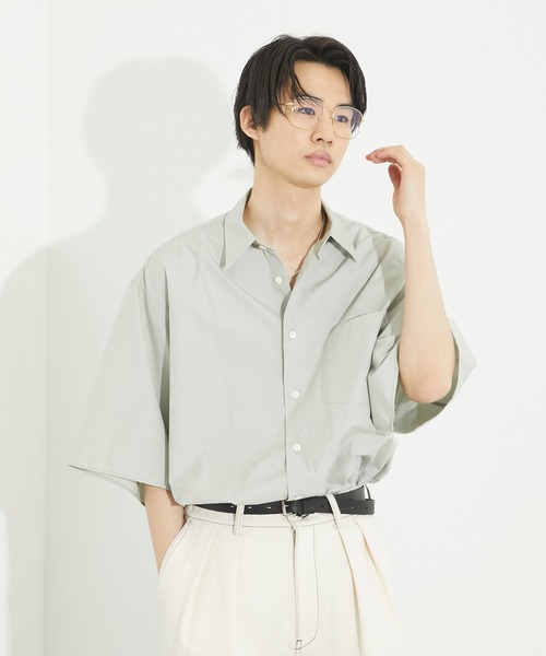 PUBLIC TOKYO（パブリックトウキョウ）の「フィンクスコットンハーフスリーブオーバーシャツ（シャツ/ブラウス・メンズ・ミント/ブルー・1/2）」の10枚目の写真
