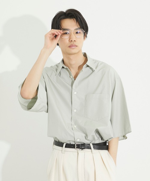 PUBLIC TOKYO（パブリックトウキョウ）の「フィンクスコットンハーフスリーブオーバーシャツ（シャツ/ブラウス・メンズ・ミント/ブルー・1/2）」の4枚目の写真