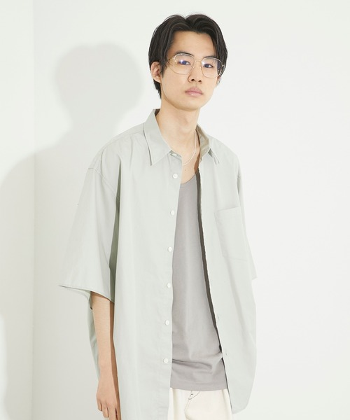 PUBLIC TOKYO（パブリックトウキョウ）の「フィンクスコットンハーフスリーブオーバーシャツ（シャツ/ブラウス・メンズ・ミント/ブルー・1/2）」の12枚目の写真