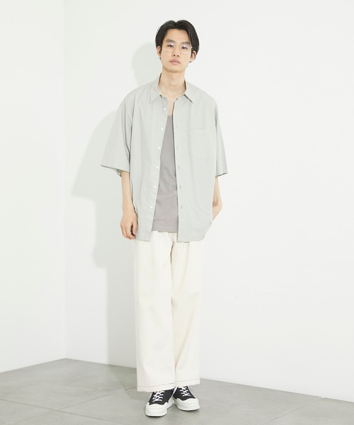 PUBLIC TOKYO（パブリックトウキョウ）の「フィンクスコットンハーフスリーブオーバーシャツ（シャツ/ブラウス・メンズ・ミント/ブルー・1/2）」の3枚目の写真