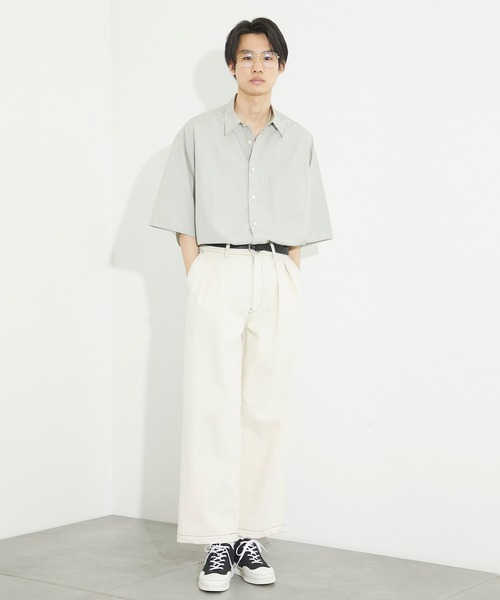 PUBLIC TOKYO（パブリックトウキョウ）の「フィンクスコットンハーフスリーブオーバーシャツ（シャツ/ブラウス・メンズ・ミント/ブルー・1/2）」の15枚目の写真