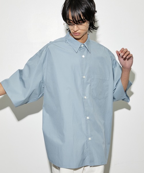 PUBLIC TOKYO（パブリックトウキョウ）の「フィンクスコットンハーフスリーブオーバーシャツ（シャツ/ブラウス・メンズ・ミント/ブルー・1/2）」の19枚目の写真