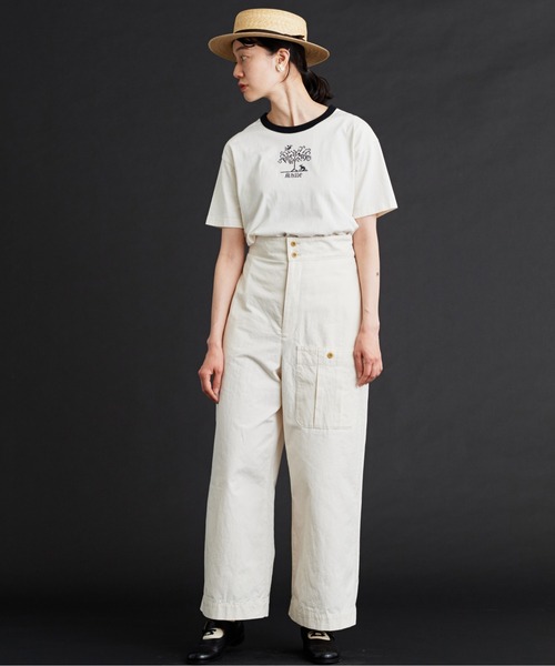 Malle（マル）の「malle 40/2天竺Tree刺繍Ｔシャツ（Tシャツ/カットソー・レディース・ネイビー/キナリ・FREE）」の5枚目の写真