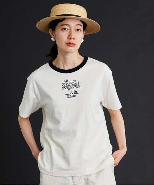 Malle（マル）の「malle 40/2天竺Tree刺繍Ｔシャツ（Tシャツ/カットソー・レディース・ネイビー/キナリ・FREE）」の14枚目の写真