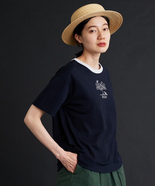 Malle（マル）の「malle 40/2天竺Tree刺繍Ｔシャツ（Tシャツ/カットソー・レディース・ネイビー/キナリ・FREE）」の22枚目の写真