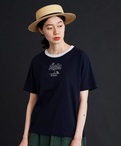 Malle（マル）の「malle 40/2天竺Tree刺繍Ｔシャツ（Tシャツ/カットソー・レディース・ネイビー/キナリ・FREE）」の21枚目の写真