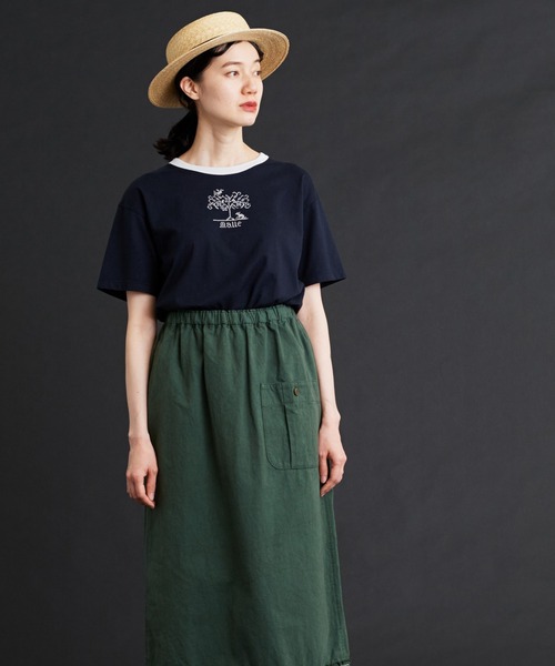Malle（マル）の「malle 40/2天竺Tree刺繍Ｔシャツ（Tシャツ/カットソー・レディース・ネイビー/キナリ・FREE）」の20枚目の写真