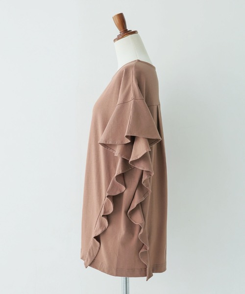 n'OrLABEL（ノアールレーベル）の「『コットンフリルTシャツ』（Tシャツ/カットソー・レディース・グリーン/ブラック/オフホワイト/ピンク/ダークパープル/ライトブルー・2/1）」の8枚目の写真