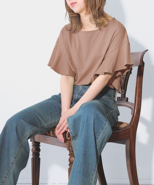 n'OrLABEL（ノアールレーベル）の「『コットンフリルTシャツ』（Tシャツ/カットソー・レディース・グリーン/ブラック/オフホワイト/ピンク/ダークパープル/ライトブルー・2/1）」の11枚目の写真