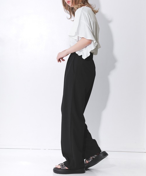 n'OrLABEL（ノアールレーベル）の「『コットンフリルTシャツ』（Tシャツ/カットソー・レディース・グリーン/ブラック/オフホワイト/ピンク/ダークパープル/ライトブルー・2/1）」の13枚目の写真