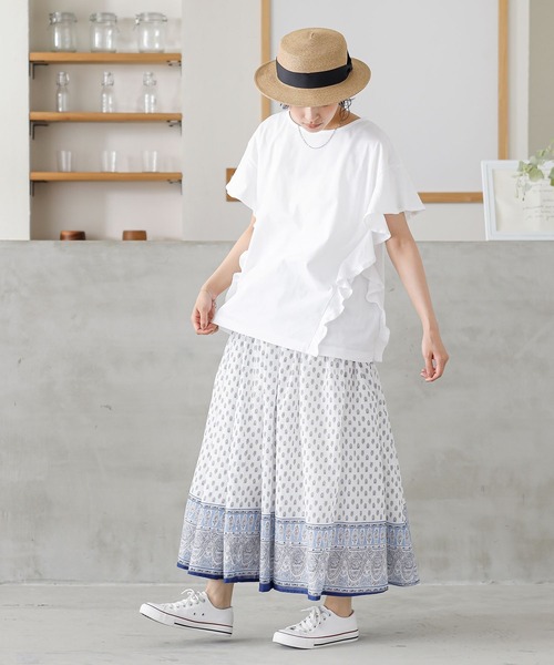 n'OrLABEL（ノアールレーベル）の「『コットンフリルTシャツ』（Tシャツ/カットソー・レディース・グリーン/ブラック/オフホワイト/ピンク/ダークパープル/ライトブルー・2/1）」の17枚目の写真