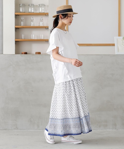 n'OrLABEL（ノアールレーベル）の「『コットンフリルTシャツ』（Tシャツ/カットソー・レディース・グリーン/ブラック/オフホワイト/ピンク/ダークパープル/ライトブルー・2/1）」の18枚目の写真