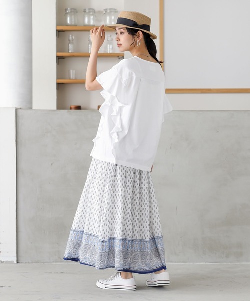 n'OrLABEL（ノアールレーベル）の「『コットンフリルTシャツ』（Tシャツ/カットソー・レディース・グリーン/ブラック/オフホワイト/ピンク/ダークパープル/ライトブルー・2/1）」の19枚目の写真