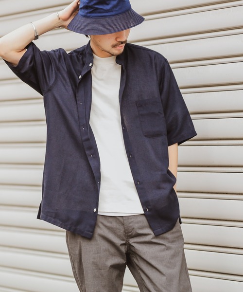 CIAOPANIC TYPY（チャオパニックティピー）の「パナマ織りバンドカラーシャツ（シャツ/ブラウス・メンズ・グレー/ベージュ/ネイビー/オフホワイト・SMALL/MEDIUM/LARGE/X-LARGE）」の4枚目の写真