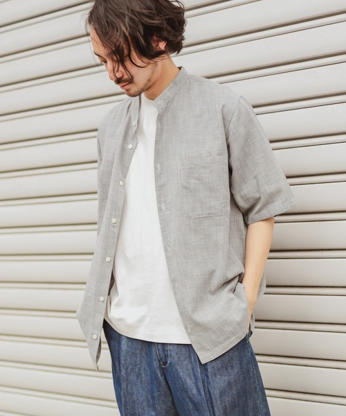 CIAOPANIC TYPY（チャオパニックティピー）の「パナマ織りバンドカラーシャツ（シャツ/ブラウス・メンズ・グレー/ベージュ/ネイビー/オフホワイト・SMALL/MEDIUM/LARGE/X-LARGE）」の3枚目の写真