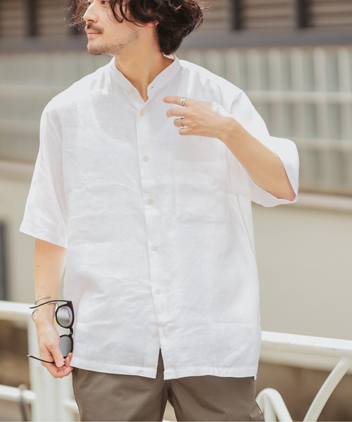 CIAOPANIC TYPY（チャオパニックティピー）の「パナマ織りバンドカラーシャツ（シャツ/ブラウス・メンズ・グレー/ベージュ/ネイビー/オフホワイト・SMALL/MEDIUM/LARGE/X-LARGE）」の2枚目の写真