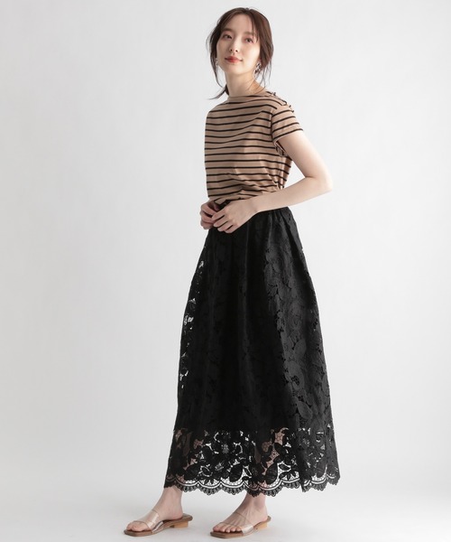 Andemiu(アンデミュウ)の「スカラレースフレアスカート948823(スカート・レディース・ホワイト/ブラック・FREE)」の7枚目の写真