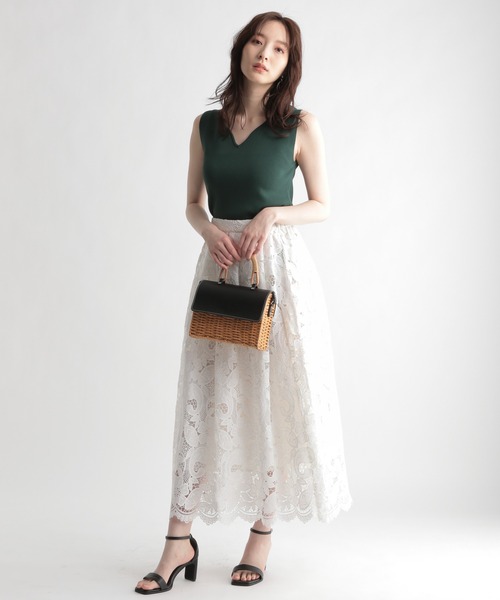 Andemiu(アンデミュウ)の「スカラレースフレアスカート948823(スカート・レディース・ホワイト/ブラック・FREE)」の8枚目の写真