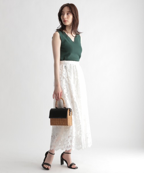 Andemiu(アンデミュウ)の「スカラレースフレアスカート948823(スカート・レディース・ホワイト/ブラック・FREE)」の9枚目の写真