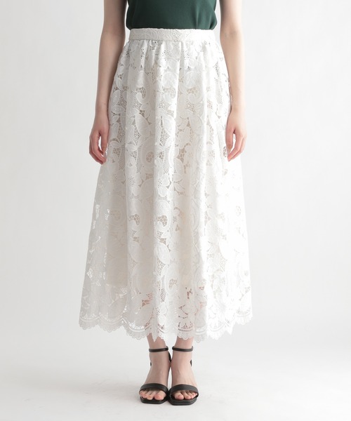 Andemiu(アンデミュウ)の「スカラレースフレアスカート948823(スカート・レディース・ホワイト/ブラック・FREE)」の11枚目の写真